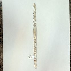 Sterling Silver Figaro ID Bracelet 