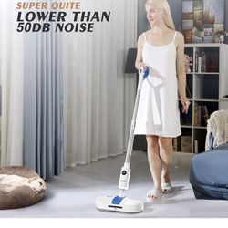 Electric Mop, Cordless Spin Mop for Floor Cleaning, AlfaBot S1 Cordless Mop with Water Sprayer and LED Headlight, Super Quite & Rechargeable Floor Scr