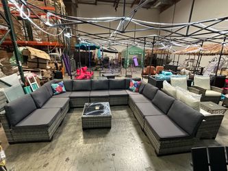 New 11 pcs Wicker Patio Furniture Sectional Sofa Set