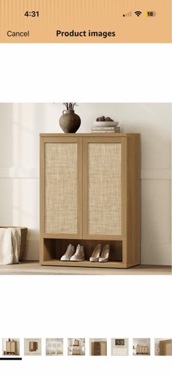 Rattan shoe cabinet