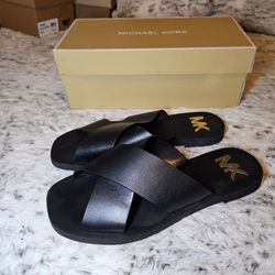 Michael Kors Black Leather Sandal Size 9