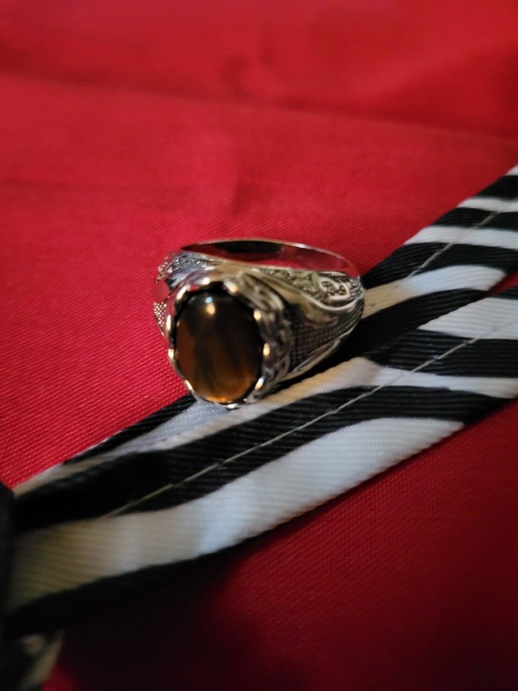 Men's Silvertone (Tigers Eye) Ring