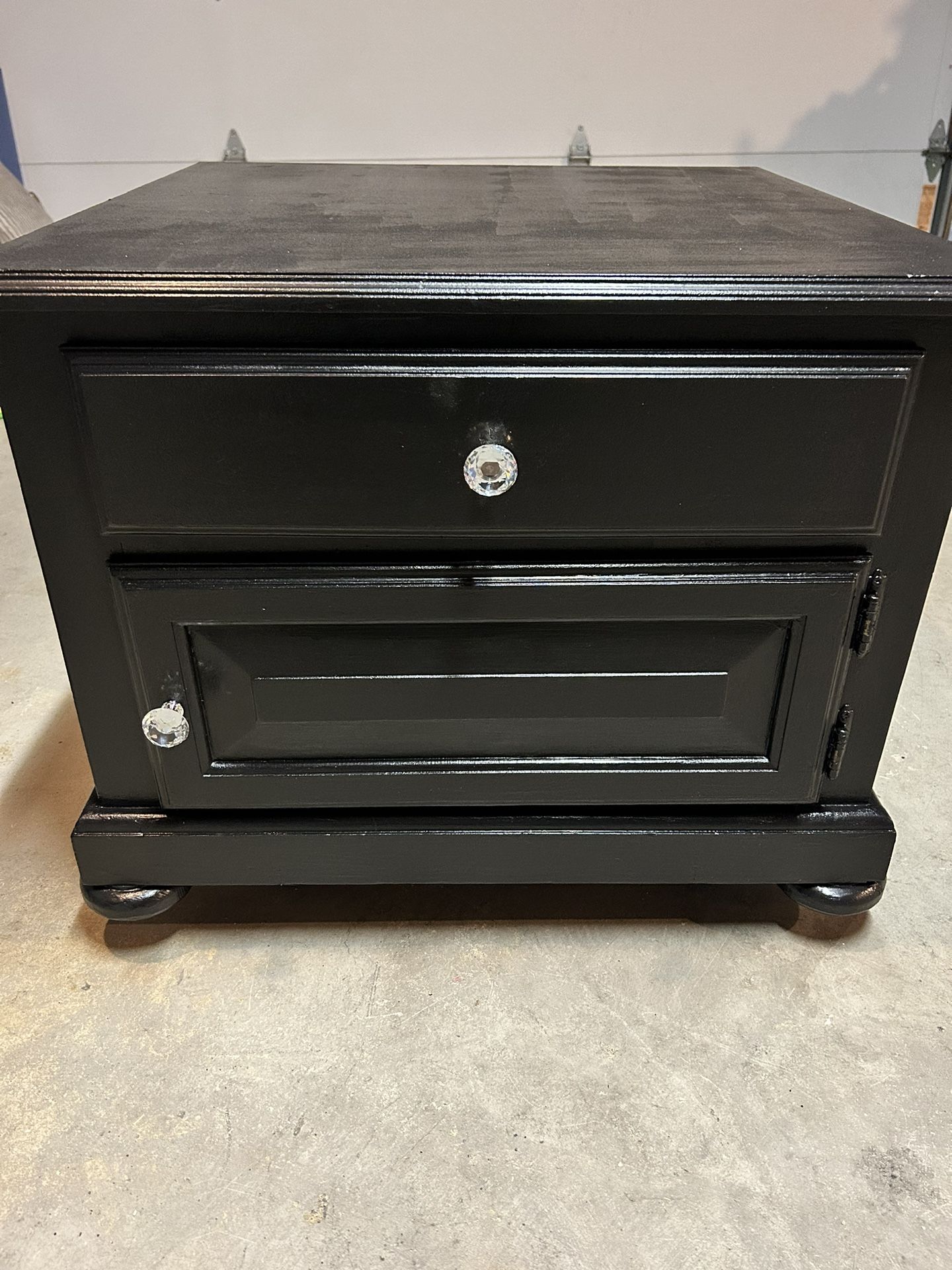 Solid Black Sturdy Wood Side Table 