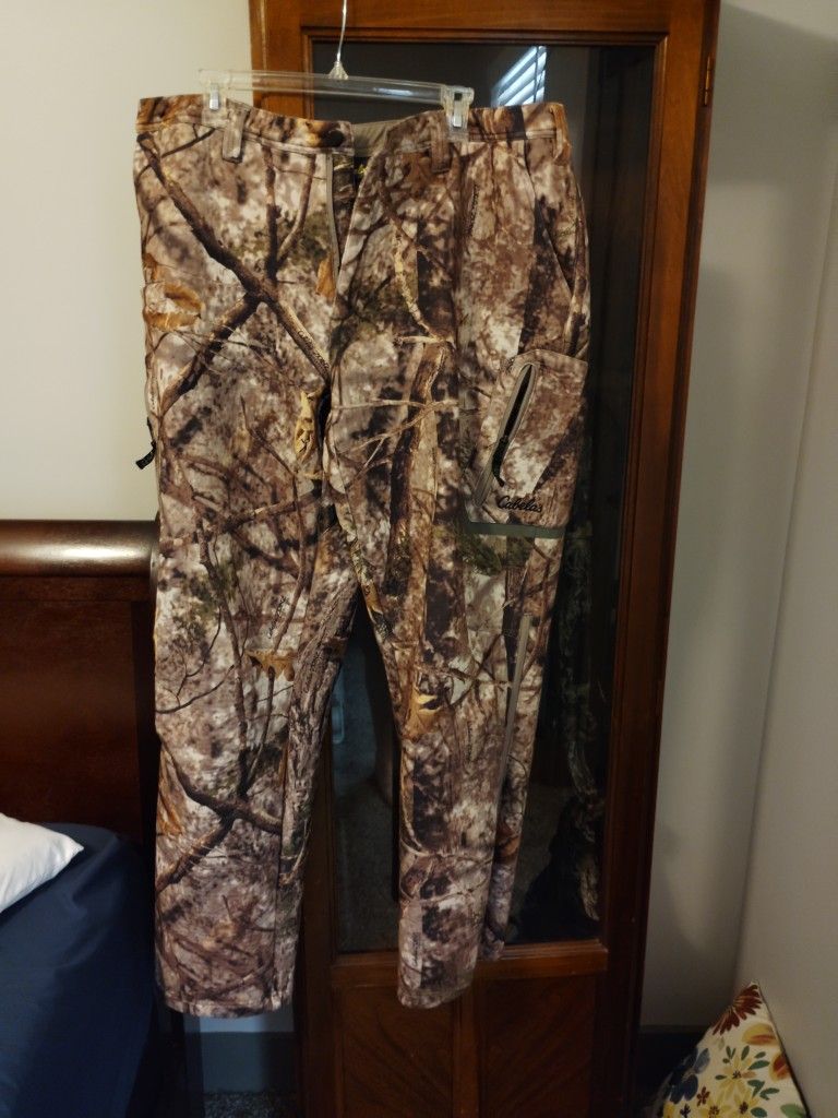 New men's Cabela's winter camo fleece hunting pants XL