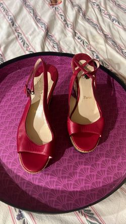 Christian Louboutin Red Wedge Sandals