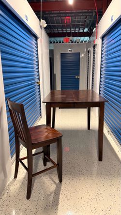 Dark Wood Dining Table with Leaf Extender and 4 Chairs
