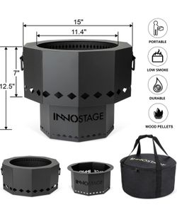 New 15" Firepit Grill of Fireplace Stove for Picnic Camping, Beach