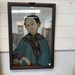 Asian reverse glass painting