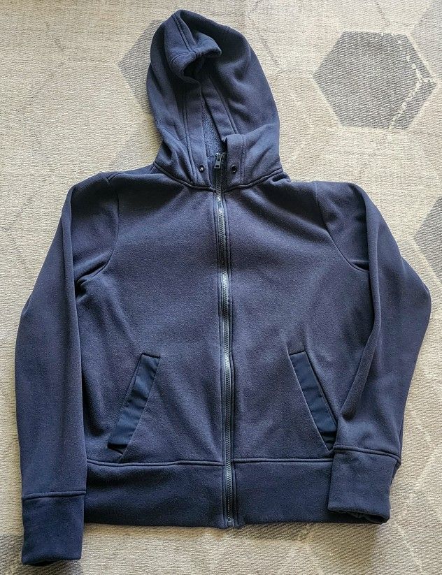 90 Degree by Reflex Fleece-Lined Zip-Up Hoodie – Navy Blue, Size Large