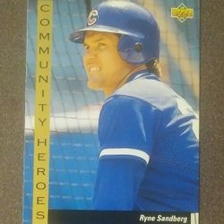 1993 Upper Deck Ryne Sandberg Chicago Cubs #38 Community Heroes HOF Hall Of Fame Baseball Card Vintage Collectible Trading Sports MLB Major League Pro