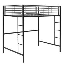 Walker Edison Metal Double over Full Loft Bunk Bed, Black
