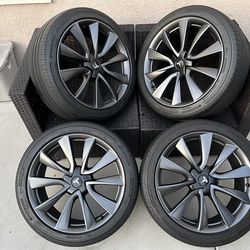 20β Inch Tesla Model Y Wheels Charcoal Gray Stiletto Wheels βOEMβ With Hankook βEV Sound Absorberβ Tires 5x114 Bolt Pattern
