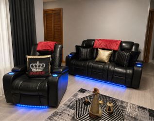 BLACK LEATHER SOFA & LOVESEAT 🖤💡🖤