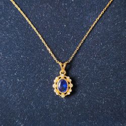 Blue & White Sapphire Necklace