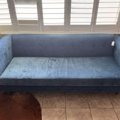 Blue velvet sofa  - Excellent Condition!