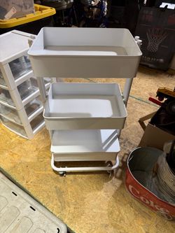 White 3-Tier Rolling Storage Cart