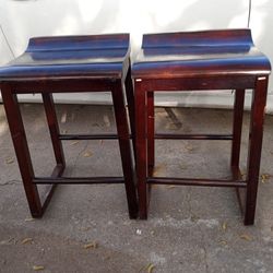 A&G Merch Brown Backless Wood Stools 