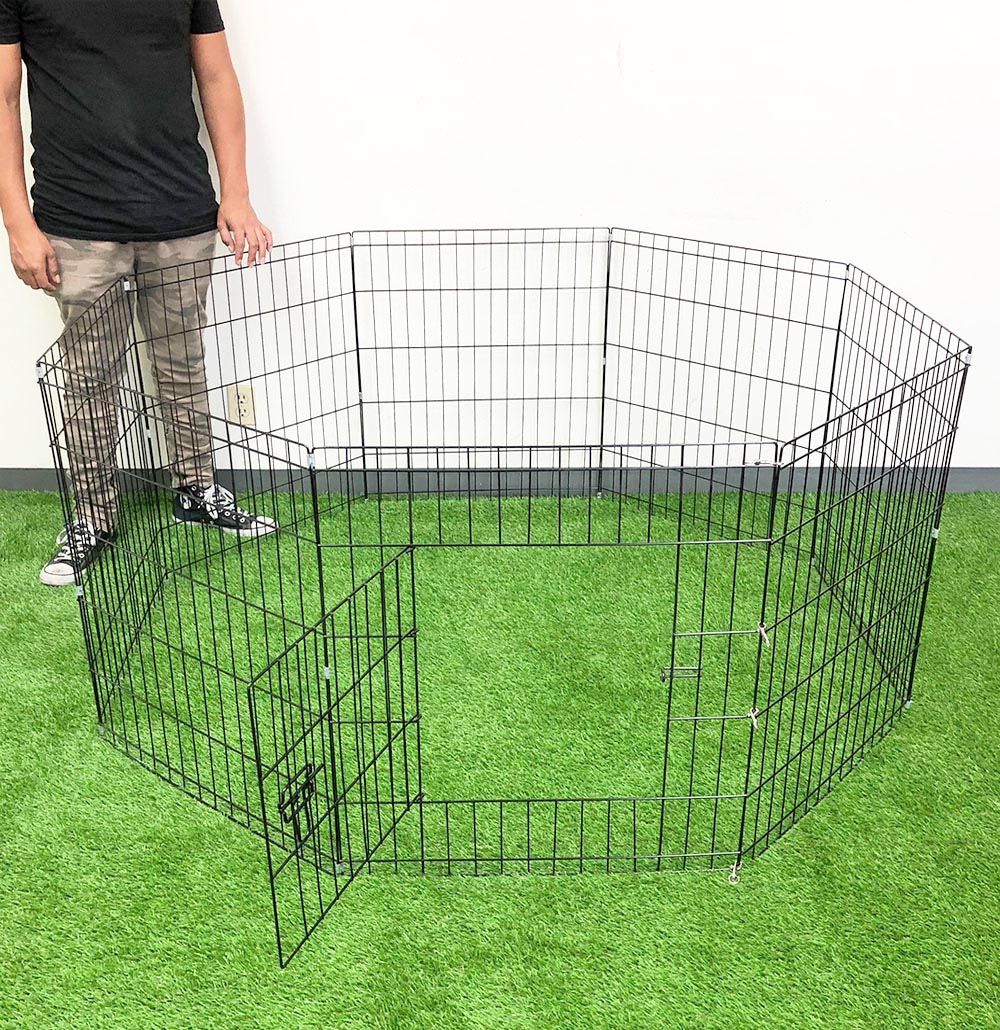 New In Box $39 Dog Playpen 8-Panel, Each Panel 24” Tall X 24” Wide Pet Exercise Fence Crate Kennel Gate