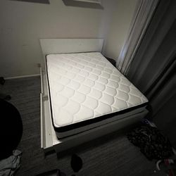 White Queen Captain Bed With new Mattress