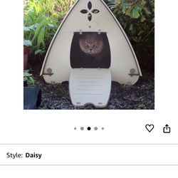 Daisy Outdoor Cat House for Winter, Shelter for Feral Cats, Bunnies, and Small Animals, Raised Floor  SECURE ACCESS: Front door with manual lock and r