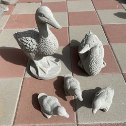 New Set Of Five Ducks Made Out Of Cement Perfect Gift 