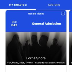 3 Concert Tickets LORAN Shore $300 For 3 Tickets 