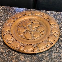 15 1/4” Vintage Copper Floral Plate Relief Wall Art Decor