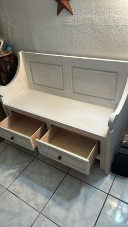 Farmhouse Style Bench With Two Drawers