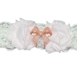 Rose Gold Rhinestone bow bridal garter, pale mint lace, new without tag.  Has an extra inch of stretch laying flat