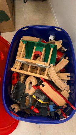 Large Lot of BRIO Wooden Train Track Set