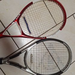 2 Adult Tennis Racquets with New Grips