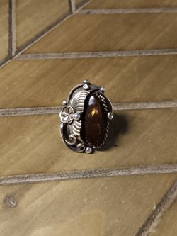 Vintage Navajo Sterling and Fire Agate Ring