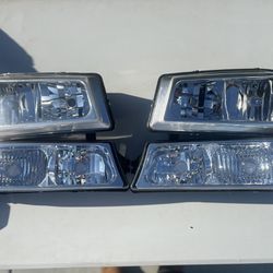 2003 To 20006 Chevy Silverado 1500 Chrome Amber Headlights