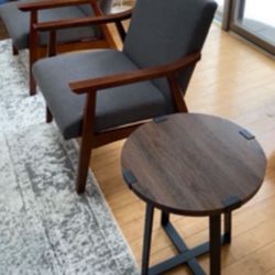 New Set of 2 Dark Walnut Side End Accent Tables