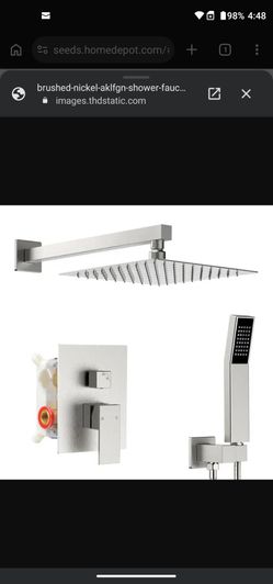 Shower System Wall Mount Dual Heads 2 Spray Pattern in Brushed Nickel