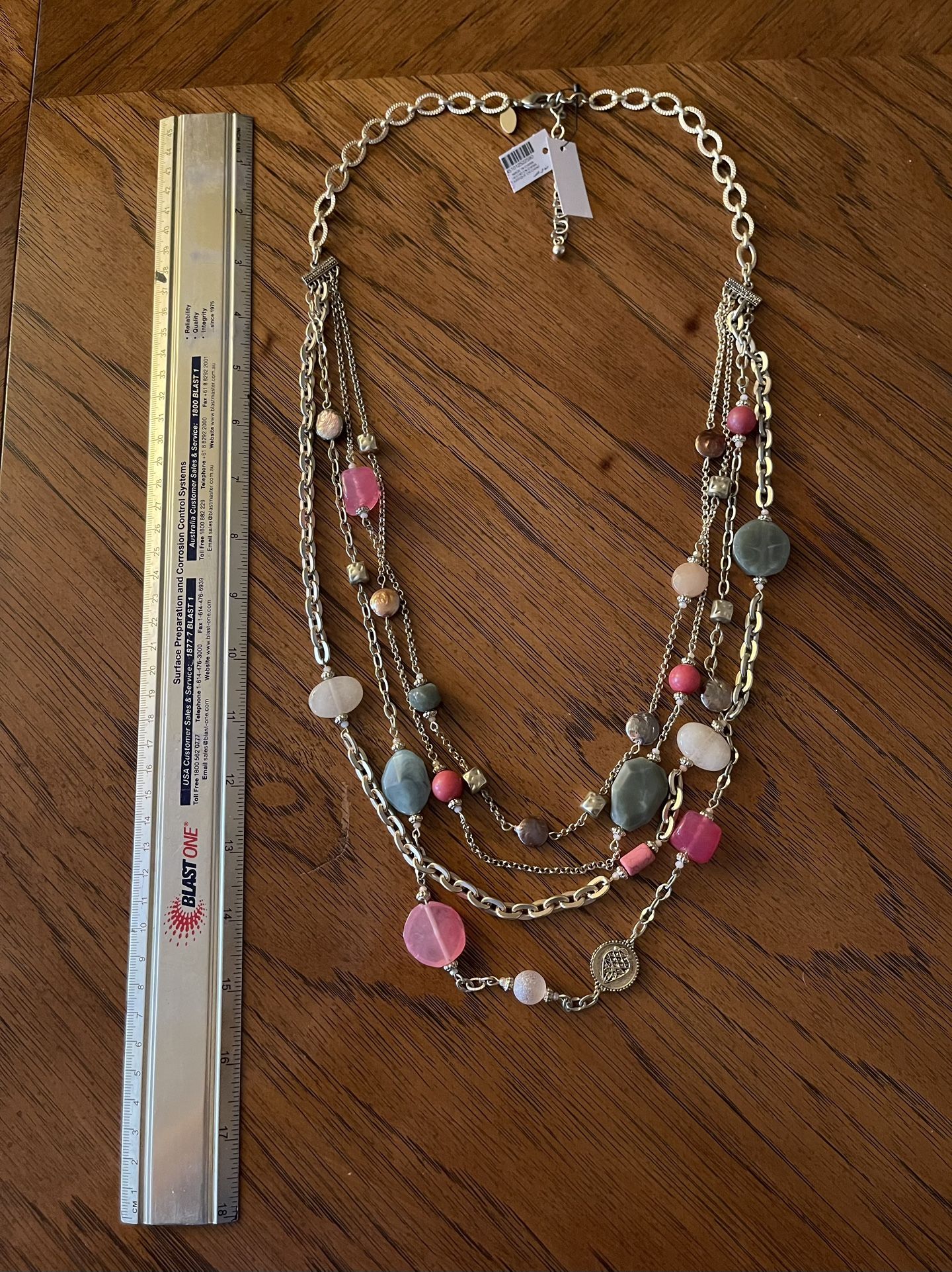 New Chico’s Gold Toned Multi Strand Multi Colored Beaded Necklace