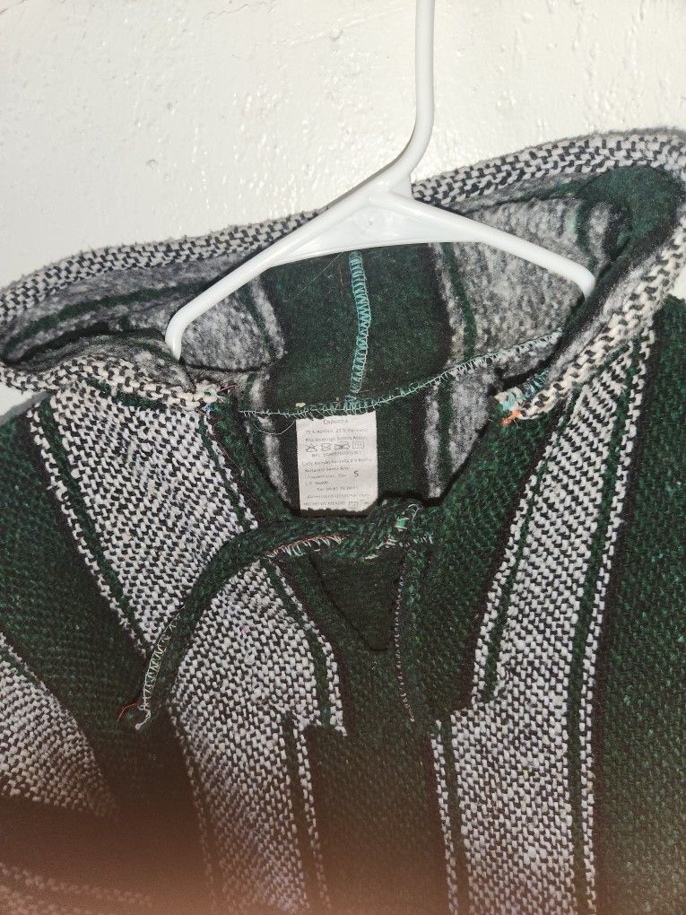 CUAMATZI Dark Green MEXICAN Textiles HOODIE PULLOVER Poncho