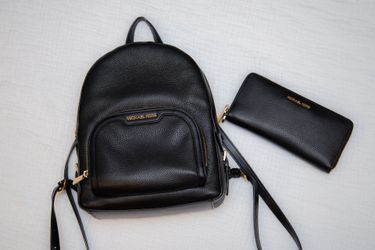 Michael Kors Backpack + Matching Wallet Set – Black