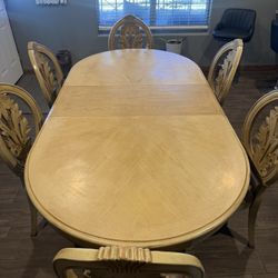 Dining Table  Beige 8 Pieces