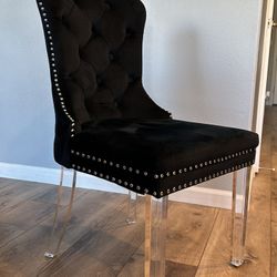 Black Velvet Dining Chairs - (8 Chairs)