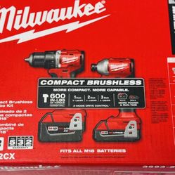 Milwaukee M18 Cordless 2-Tool Combo Kit with 2 battery and charger