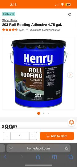 Henry 203 Roll Roofing Adhesive – 4.75 Gallon (Black)