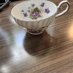 Vintage 1875 Stanley Fine Bone China Teacup with Purple Violets