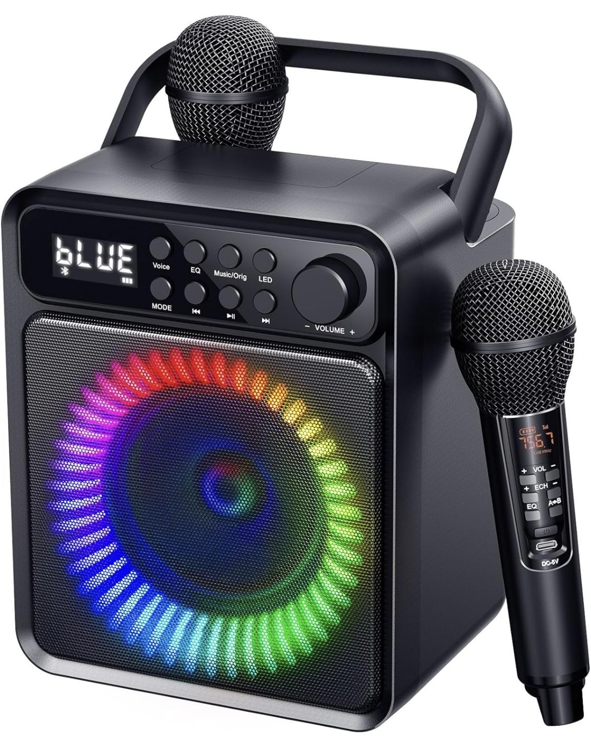 New In Box Bluetooth Karaoke Machine with Wireless Microphone-Portable Karaoke Speaker with Party Lights