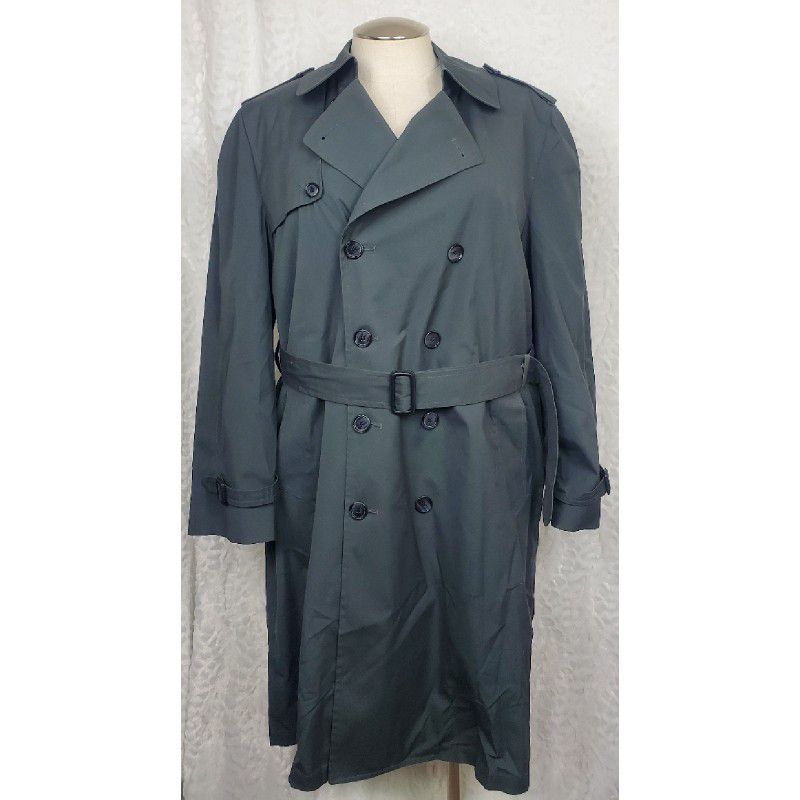 London Fog Iconic Double Breasted Trench Coat Zip-Out Liner steel gray size 44