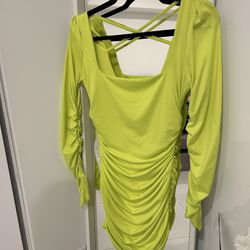 Neon yellow/green long sleeve dress