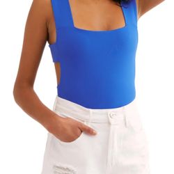 Free people oh she’s strappy cutout bodysuit/XS/royal 