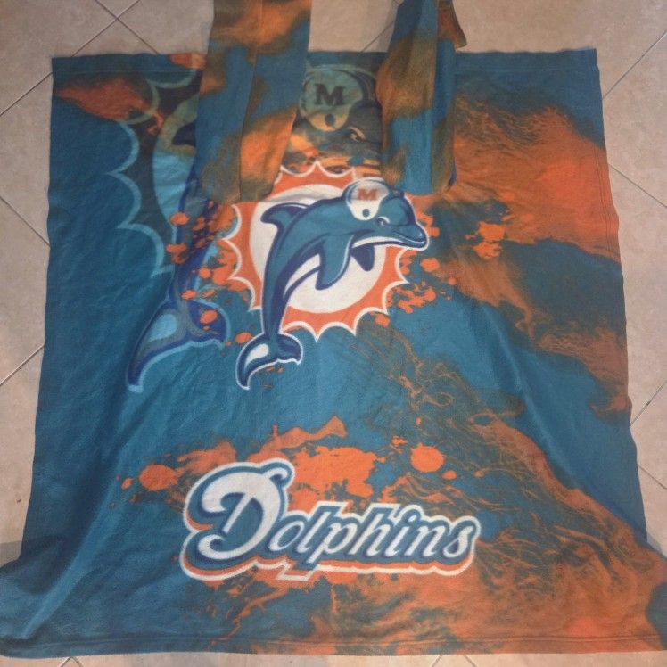 NFL Miami Dolphins Youth Bloncho Faux Shearling Wearable Blanket