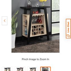 White Serving Bar Console with Wine Rack