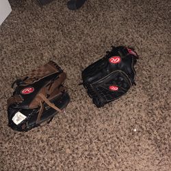 2 baseball gloves